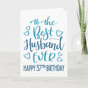 Beste Husband je 37. Geburtstag Typografie in Blau Karte