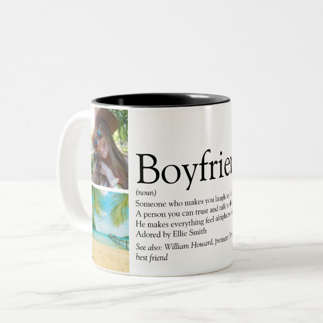 Beste je junge Freundin Definition 4 FotoCollage Zweifarbige Tasse (Vorderseite Links)