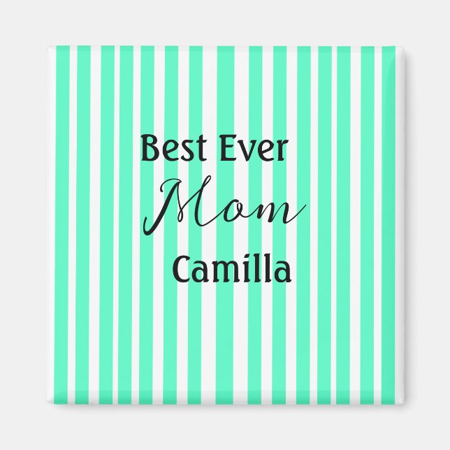 Beste jemals Mutter grün gestreiftes Muster Pastel Magnet (Vorne)