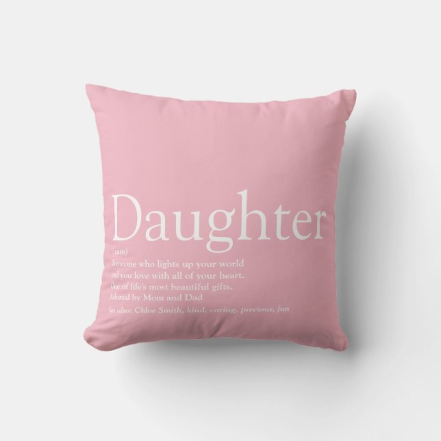 Beste Junge Definition Girl Pink Kissen (Vorderseite)