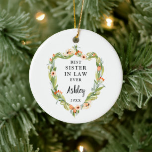 Beste Juristerin je Personalisierter Blumenreath Keramik Ornament