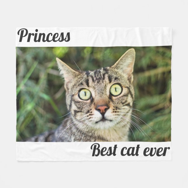Beste Katze je mit Foto niedliches personalisierte Fleecedecke (Vorderseite (Horizontal))