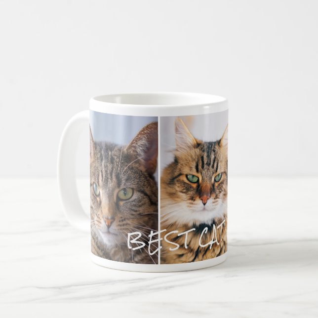 Beste Katze Mama 3 FotoCollage Kaffeetasse (Vorderseite Links)