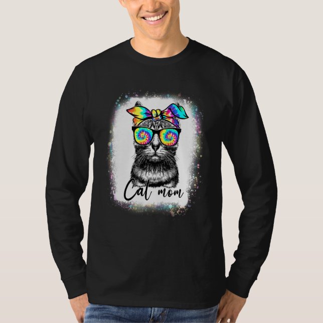 Beste Katze Mama je Gefärbte Krawatte Katze Mama M T-Shirt (Vorderseite)