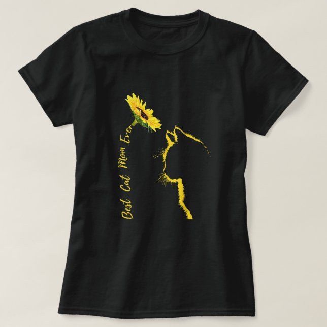 Beste Katze Mama je Katze Mama Sonnenblume Mutter  T-Shirt (Design vorne)