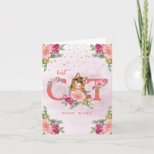 Beste Katze Mama je Kitten Illustration Muttertag  Dankeskarte (Vorderseite)