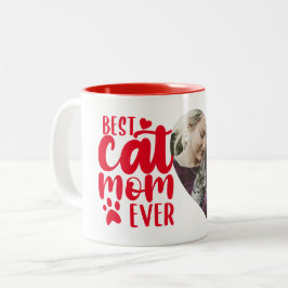 Beste Katze Mama je Niedlich Foto Name Rot Zweifarbige Tasse