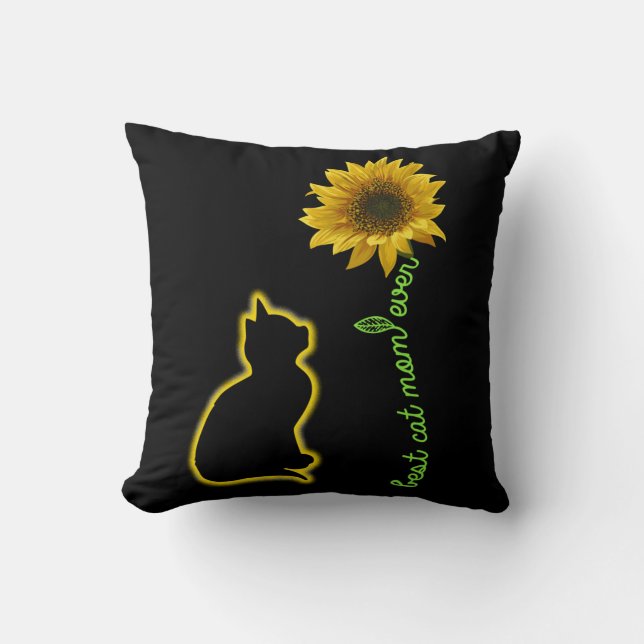 Beste Katze Mama je Sonnenblume Feline Mutter Kissen (Vorderseite)