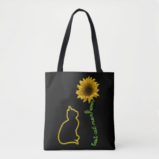Beste Katze Mama je Sonnenblume Feline Mutter Tasche (Vorderseite)