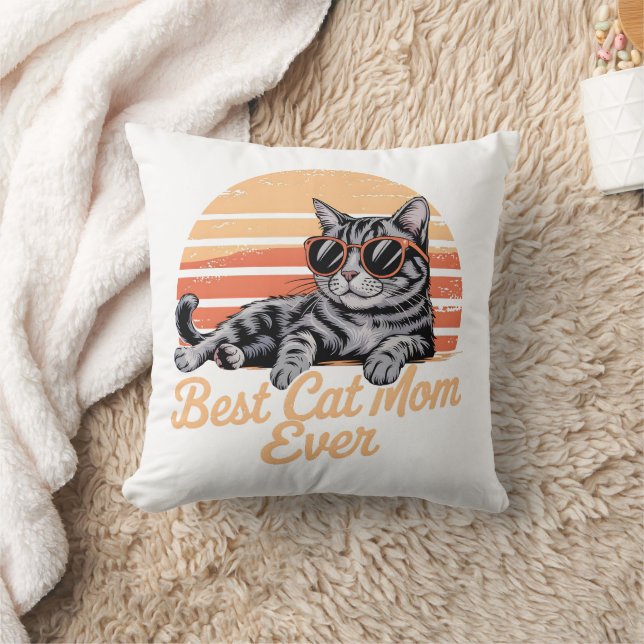 Beste Katze Mama je Sweatshirt - Coole Katze mit S Kissen (Decke)