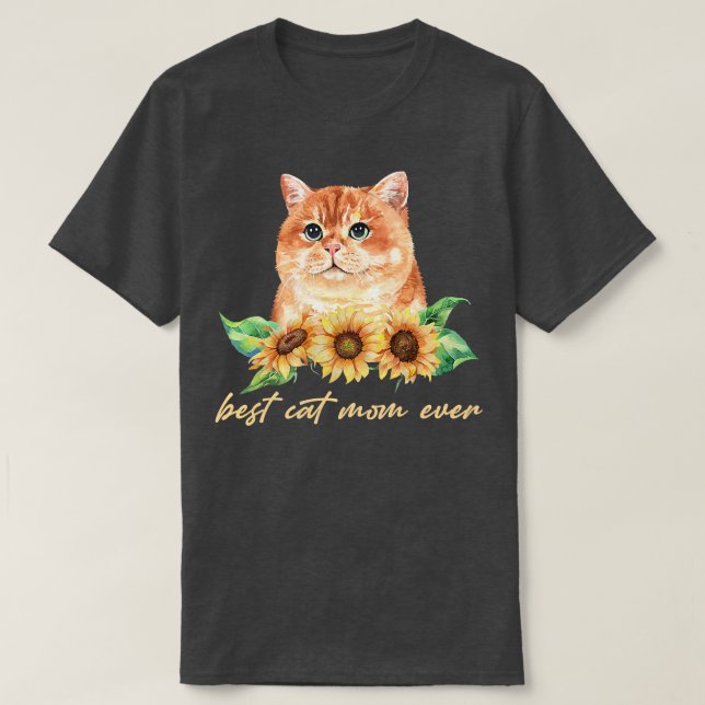 Beste Katze Mama Niedlich Sonnenblumen Katze Liebh T-Shirt (Design vorne)