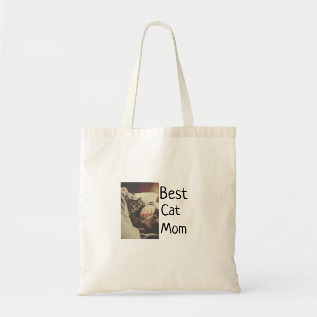 Beste Katze Mama Papa Cat Foto Namensgeschenk Vorl Tragetasche (Vorne)