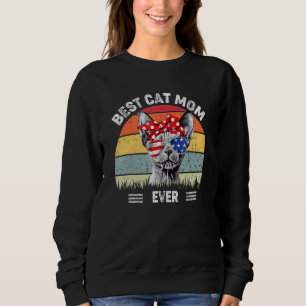 Beste Katze Mama Vintag 4. Juli Katze Sphynx Sweatshirt