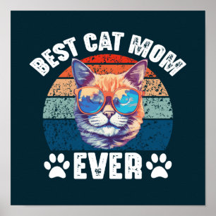 Beste Katze Mama Vintag Funny Cats Liebhaber Mutte Poster