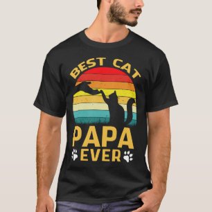 Beste Katze PAPA je Retro Vintag T-Shirt