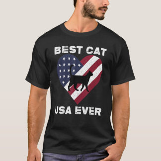 Beste Katze Usa Aller Amerikanische Flagge Patriot T-Shirt