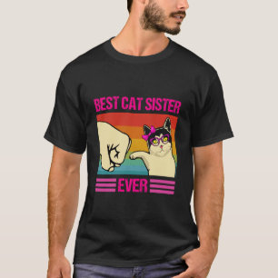 Beste Katzen Schwester überhaupt Lustige Retro-Kat T-Shirt