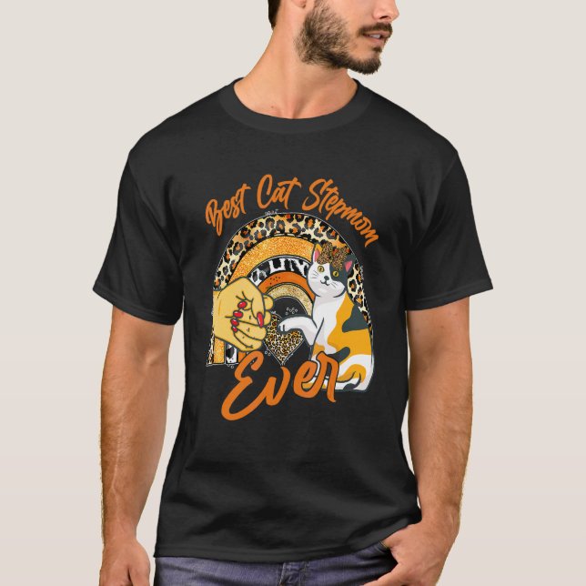 Beste Katzen-Stiefmutter überhaupt  Katze Leopard  T-Shirt (Vorderseite)