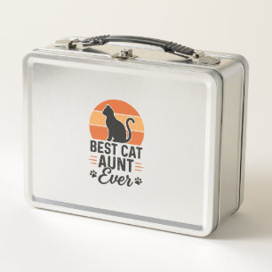 Beste Katzen-Tante überhaupt Vintage-Sonnenunterga Metall Brotdose