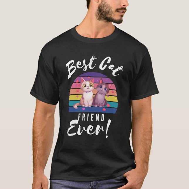 Beste Katzenfreunde je Retro Freundschaft Monat T-Shirt (Vorderseite)
