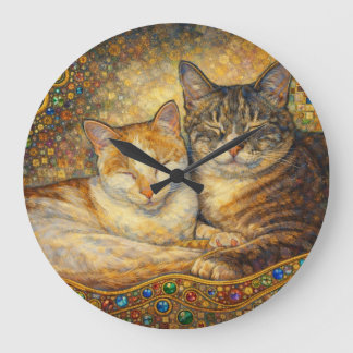 Beste Katzenfreunde Klimt-inspiriert Große Wanduhr