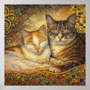 Beste Katzenfreunde Klimt-inspiriert Poster
