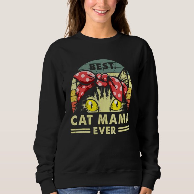 Beste Katzenmama je Vintager Retro-Stil Sweatshirt (Vorderseite)