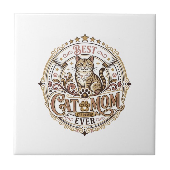 Beste Katzenmutter Aller Zeiten Katzenmutter Vater Fliese (Vorderseite)