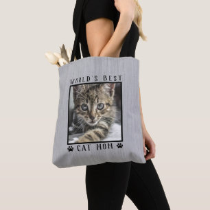 Beste Katzenmutter der Welt Pfotenabdrücke Foto Ru Tasche