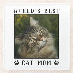 Beste Katzenmutter der Welt Pfotenabdrücke Haustie Glasuntersetzer