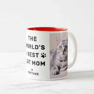Beste Katzenmutter der Welt Rot Foto Pfotenabdruck Zweifarbige Tasse