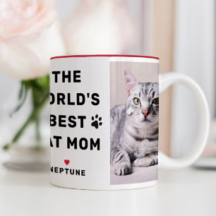 Beste Katzenmutter der Welt Rot Foto Pfotenabdruck Zweifarbige Tasse