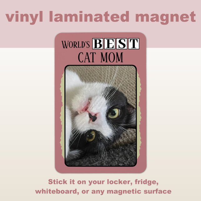 Beste Katzenmutter fügt Foto pink grün hinzu Magnet (Von Creator hochgeladen)