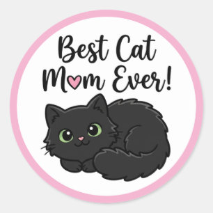 Beste Katzenmutter überhaupt Schwarze Katze Runder Aufkleber
