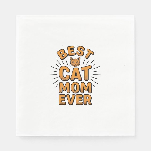 Beste Katzenmutter überhaupt Vintage-Engravingsdes Serviette (Vorderseite)