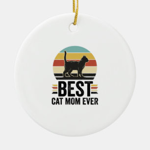 Beste Katzenmutter überhaupt Vintage schwarze Katz Keramik Ornament