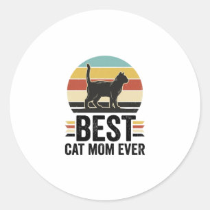 Beste Katzenmutter überhaupt Vintage schwarze Katz Runder Aufkleber