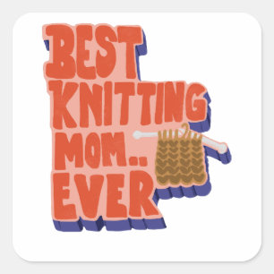 Beste Knittertechnik für Mama je Retro Vintage Typ Quadratischer Aufkleber