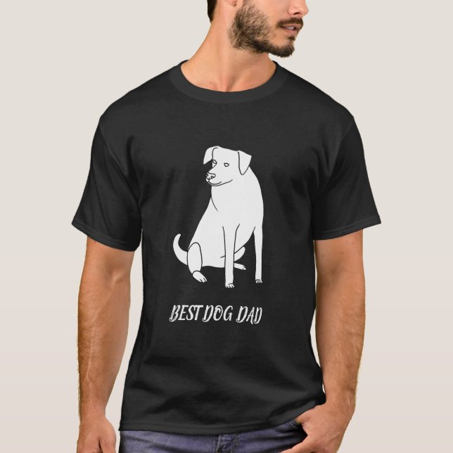 Beste Kontur des Hundes-Vaters Zeichnend Pit Bull- T-Shirt (Vorderseite)