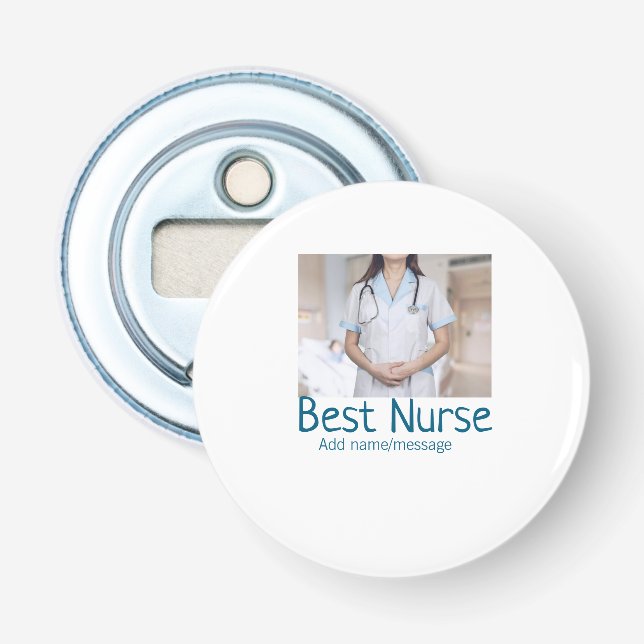 Beste Krankenschwester fügt Bildname Text ärztlich Flaschenöffner (Vorderseite)
