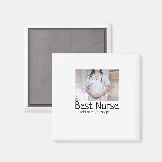 Beste Krankenschwester fügt Bildname Text ärztlich Magnet (Vorderseite/Rückseite)