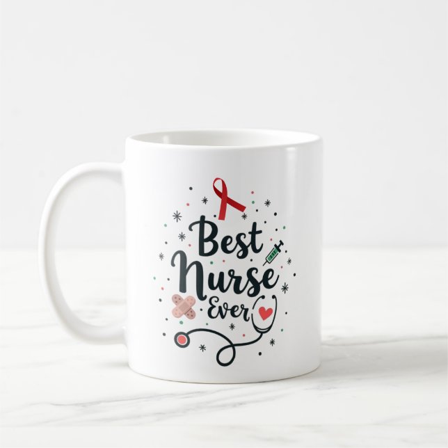 Beste Krankenschwester je - Personalisierter Name Kaffeetasse (Links)