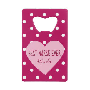 Beste Krankenschwester je rosa Polka Dots Geldbeutel Flaschenöffner