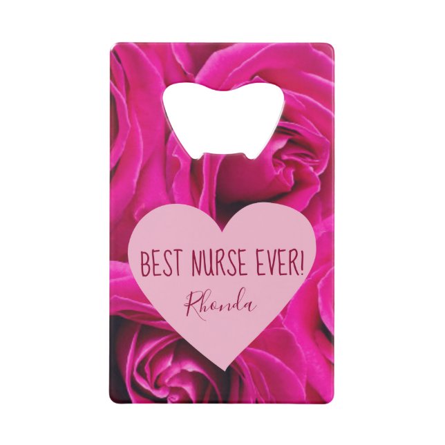 Beste Krankenschwester je rosa Rosen Geldbeutel Flaschenöffner (Vorderseite)