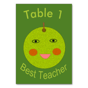 Beste Lehrerin Happy Apple Custom Tablecard Tischnummer