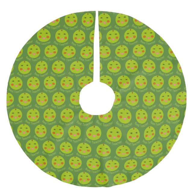 Beste Lehrerin Happy Apple Tree Skirt Polyester Weihnachtsbaumdecke (Vorderseite)