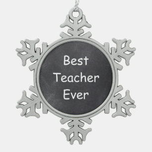Beste Lehrerin je Chalkboard Design Geschenk Idee Schneeflocken Zinn-Ornament