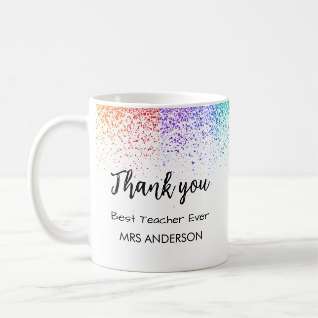 Beste Lehrerin je Glitzer Tasse (Links)