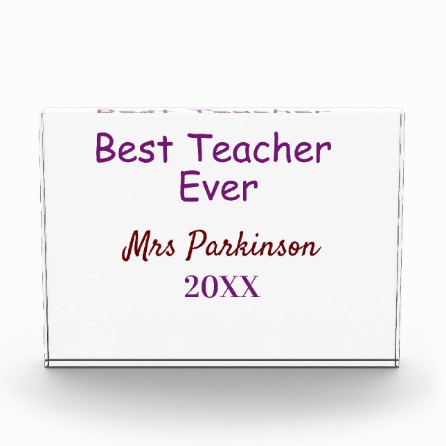 Beste Lehrerin je Name Datum Jahr einfache Schule Fotoblock (Vorderseite)