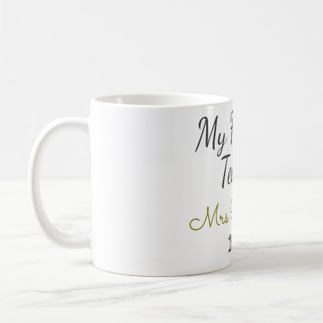 Beste Lehrerin je Name Datum Jahr einfache Schule Kaffeetasse (Links)